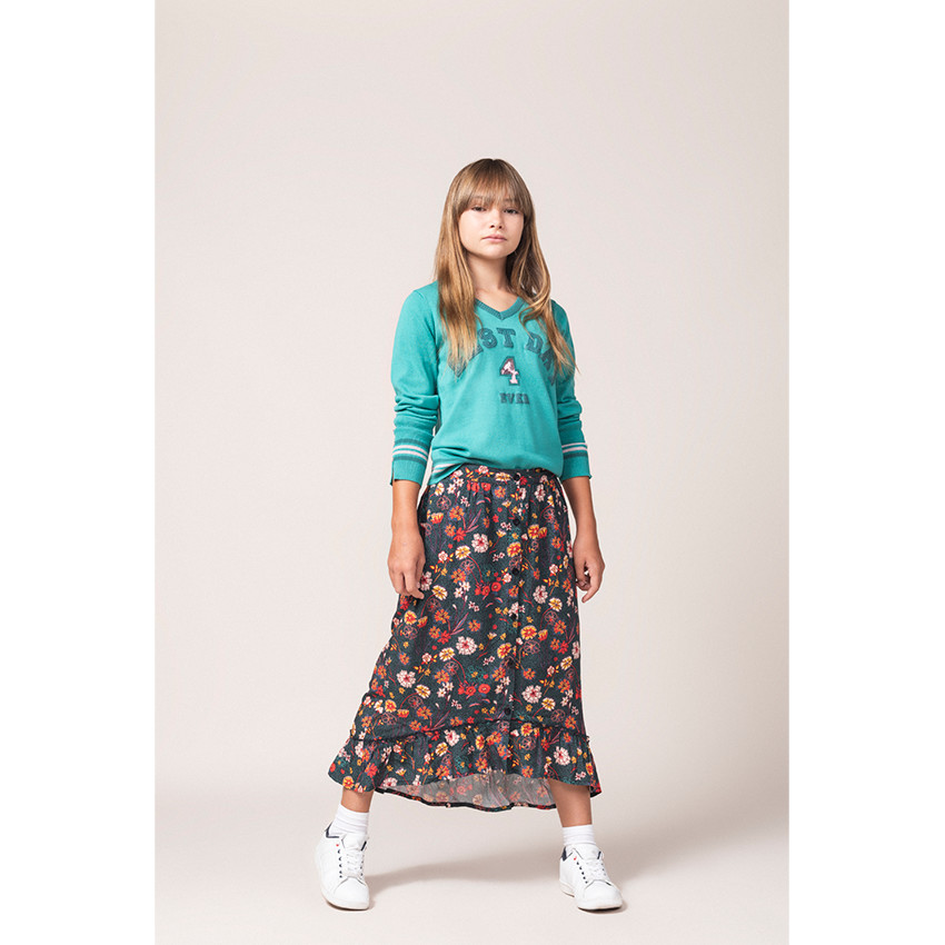 Παιδικά - Πλεκτό πουλόβερ με μεταλλιζέ φράση και πούλιες 