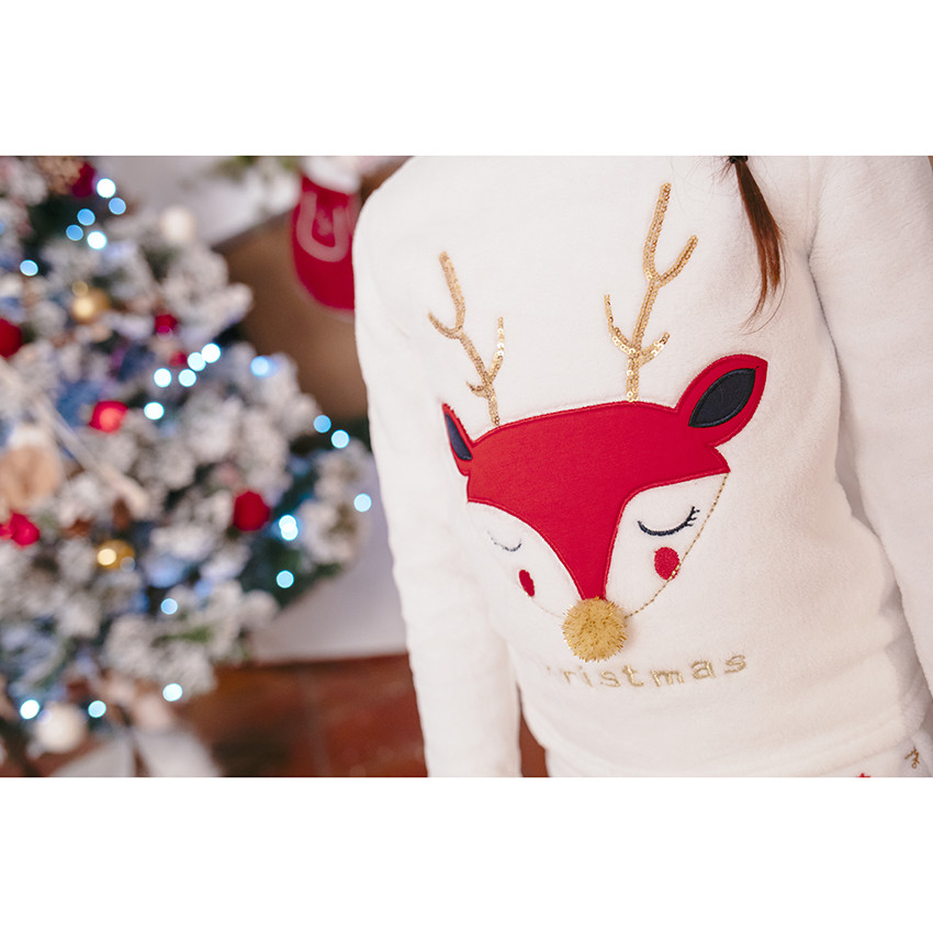 Pyjama de Noël en sherpa avec sequins dorés 