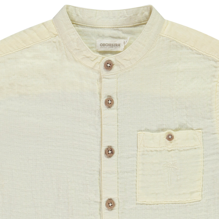 Πουκάμισο κοντομάνικο μονόχρωμο σε tetra για αγόρι 