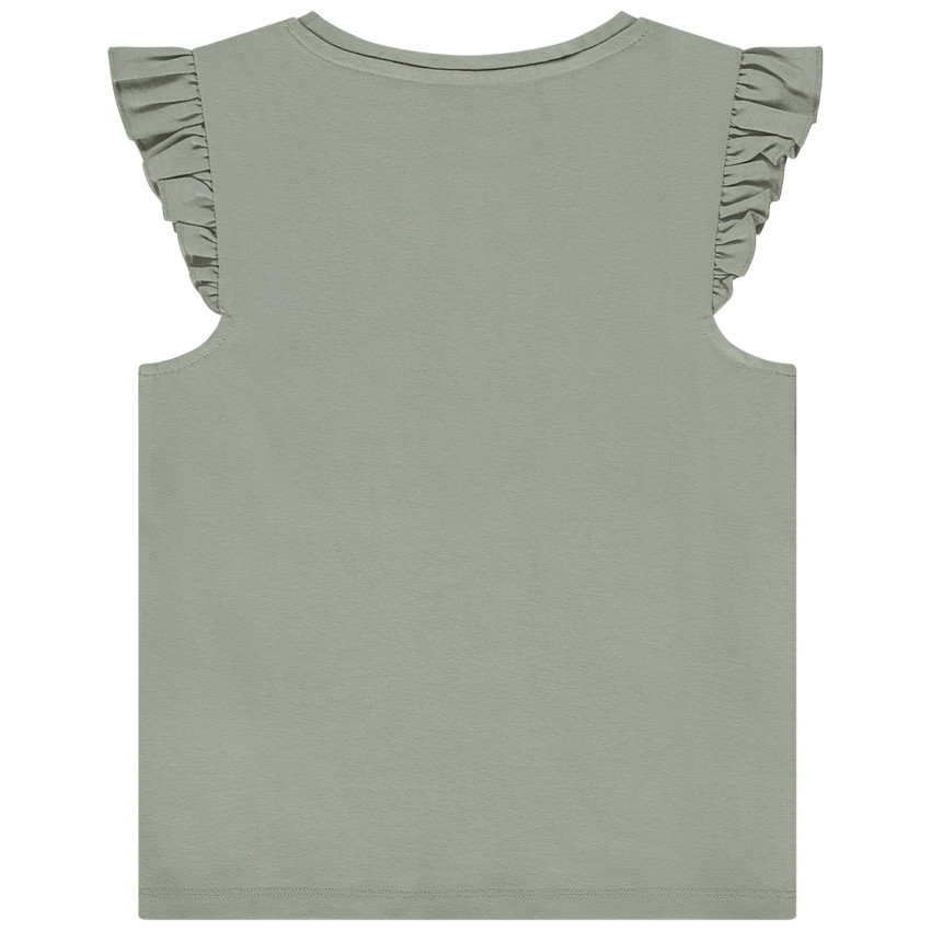 T-shirt manches courtes volantées motif fantaisie pour fille 