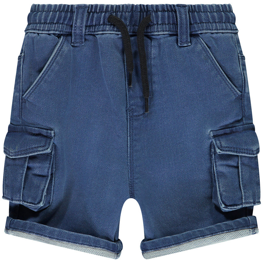 Βερμούδα από μονόχρωμο denim με cargo τσέπες για bebe αγόρι 
