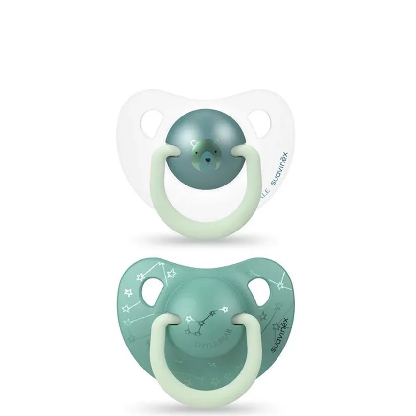 Suavinex Πιπίλα Σιλικόνης Ανατομική Night Bear 6-18m 2τμχ 