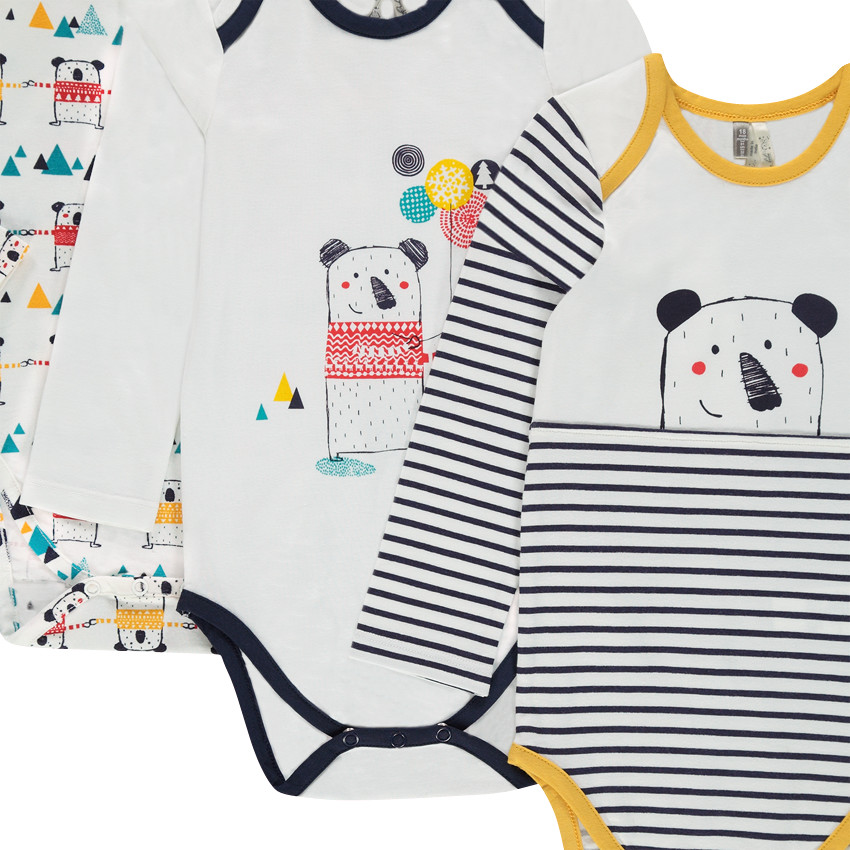 Σετ με 5 μακρυμάνικα φορμάκια με μοτίβο αρκουδάκια 