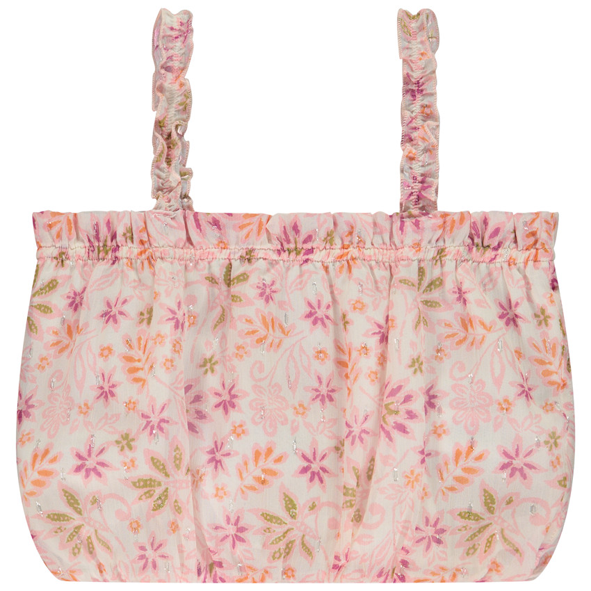 Κροπ τοπ effet μπουλ με floral σχέδιο για κορίτσι 