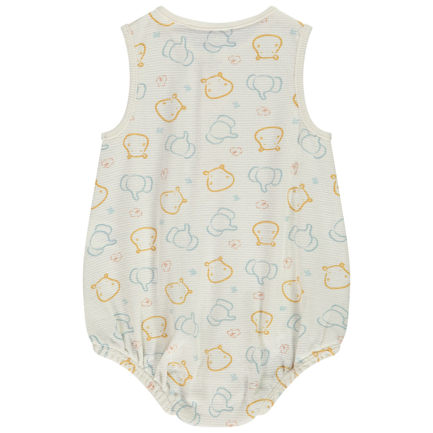 "Αμάνικη μπαρμποτέζα από ύφασμα σε σχέδιο κηρήθρας με εκτύπωση ζώων για μωρό αγόρι" 