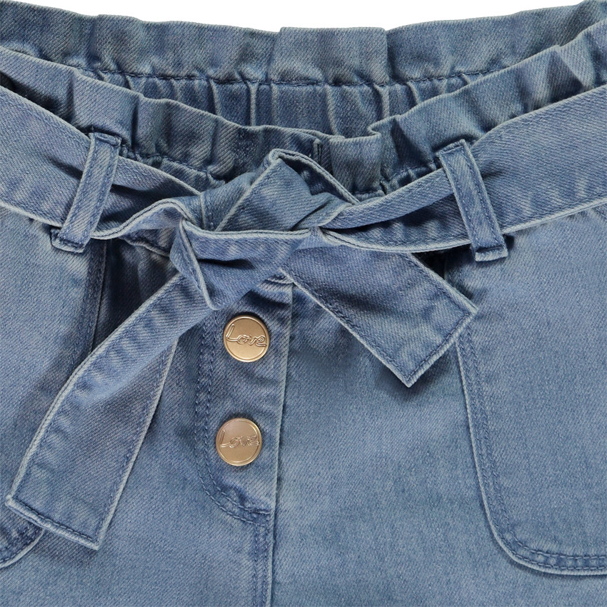 Σορτς paperbag jean με ζώνη για κορίτσι 