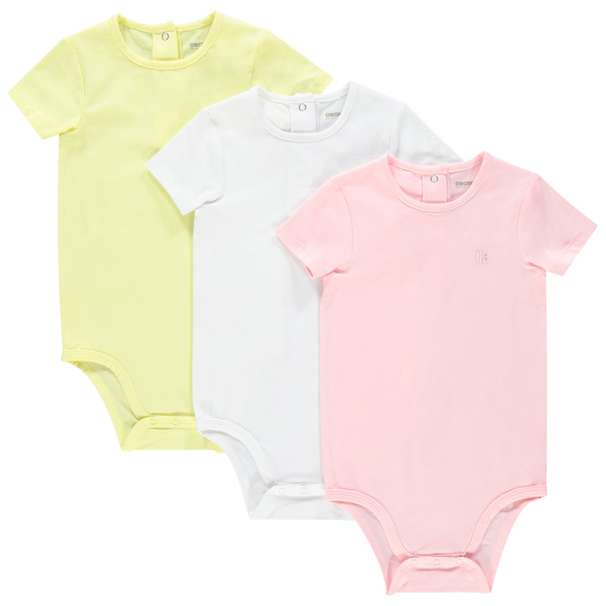 Σετ από 3 μονόχρωμα κοντομάνικα σώματα για κορίτσι μωρό  Additional Σετ από 3 μονόχρωμα κοντομάνικα σώματα για κορίτσι μωρό