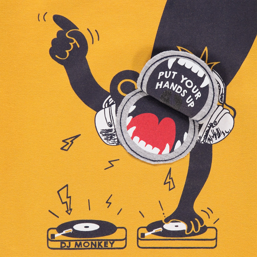 T-shirt manches longues print singe ludique Main T-shirt manches longues print singe ludique