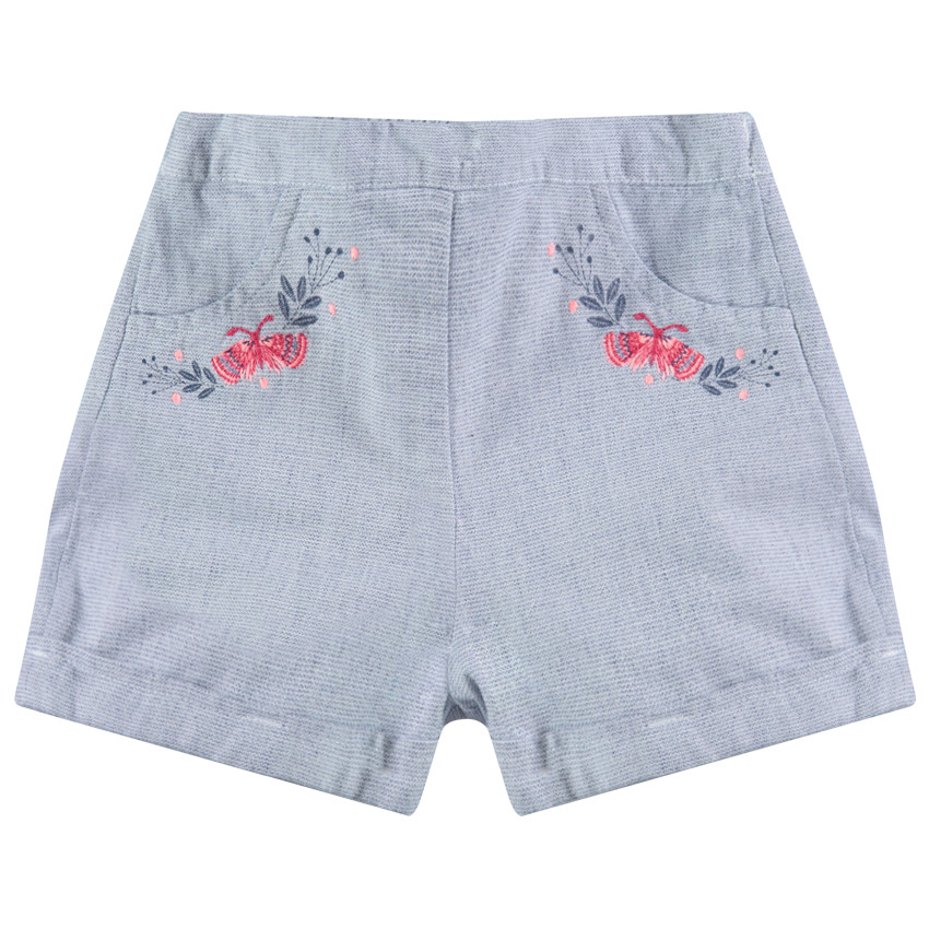 Βαμβακερό σορτσάκι με λεπτά κεντήματα  