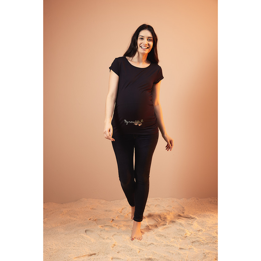 Μπλουζάκι εγκυμοσύνης κοντομάνικο με print μήνυμα 