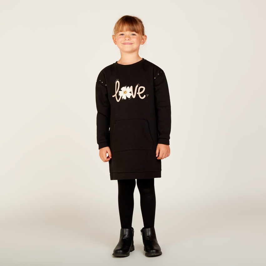 Φόρεμα φούτερ με μακριά μανίκια και κρύσταλλα για κορίτσι 