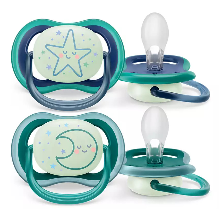 Philips Avent Ultra Air Nighttime Ορθοδοντική Πιπίλα Σιλικόνης που Λάμπει στο Σκοτάδι 6-18m 