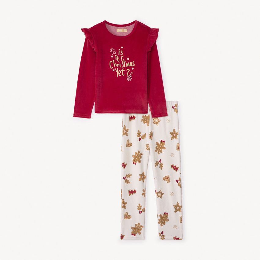 Set pyjama de Noël en velours pour fille 