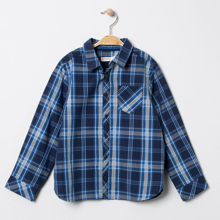 Chemise manches longues à carreaux bleus et poche  Additional Chemise manches longues à carreaux bleus et poche