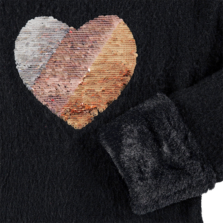 Πλεκτό πουλόβερ με καρδιά σε μαγικές πούλιες και λεπτομέρειες sherpa  Additional Πλεκτό πουλόβερ με καρδιά σε μαγικές πούλιες και λεπτομέρειες sherpa