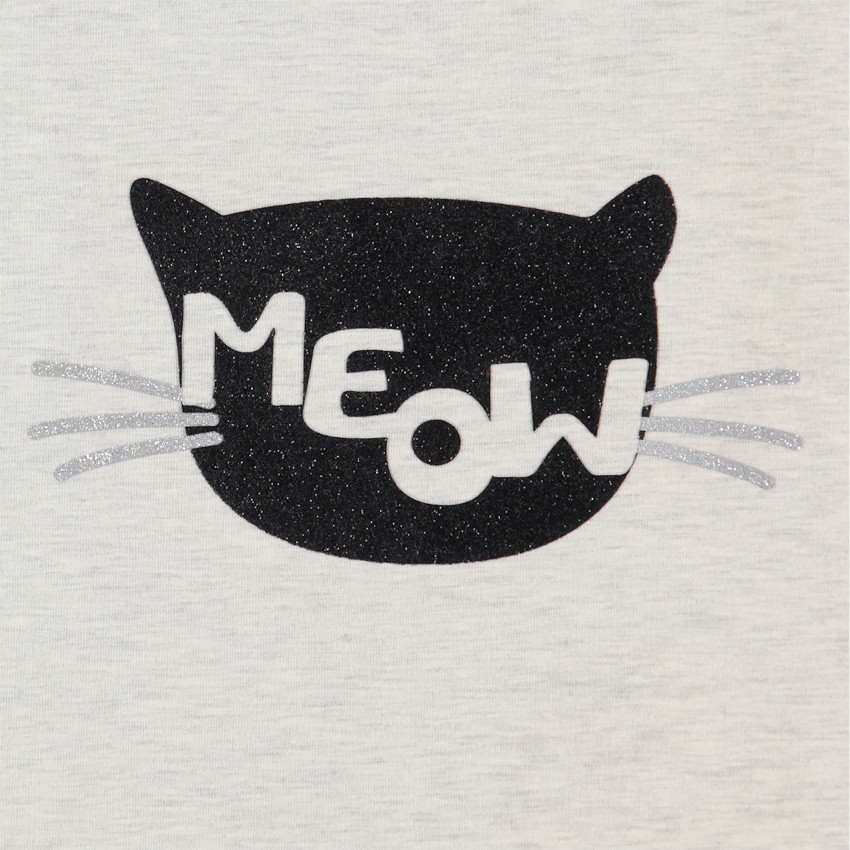 Σετ φόρμας molleton με εκτύπωση γάτας με glitter 