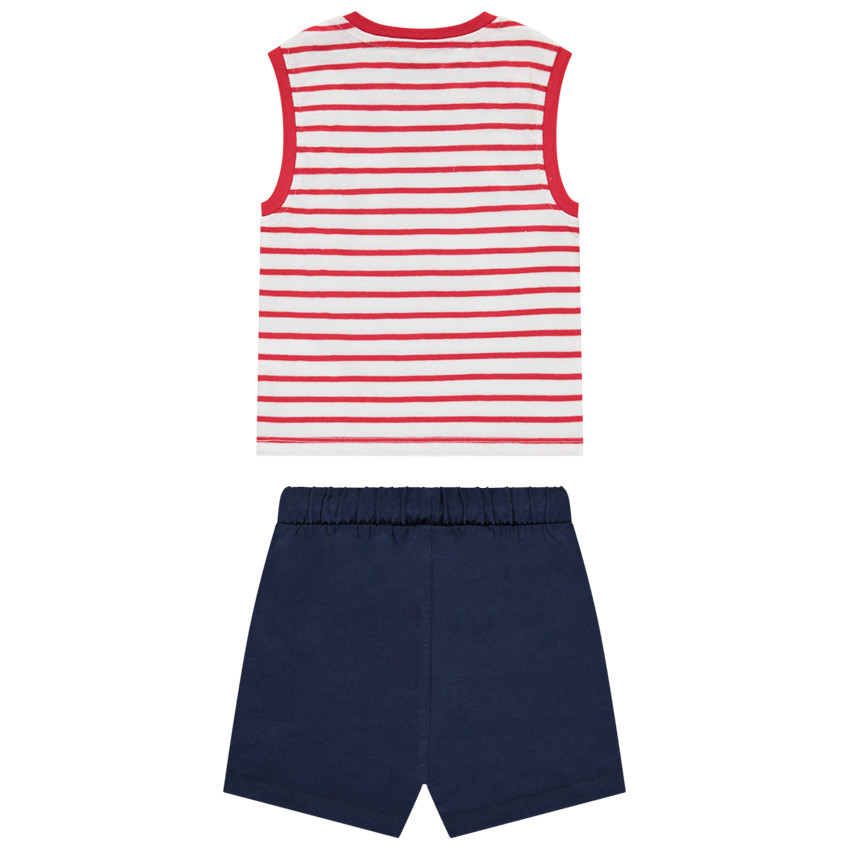 Ensemble débardeur rayé + short uni pour bébé garçon  