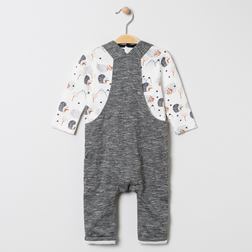 Ensemble salopette en maille twistée et t-shirt imprimé hérissons  Additional Ensemble salopette en maille twistée et t-shirt imprimé hérissons