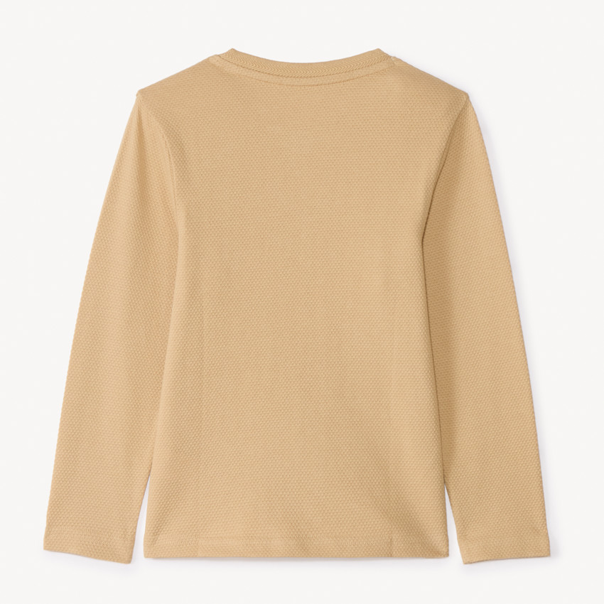 T-shirt à manches longues uni avec col tunisien pour garçon 