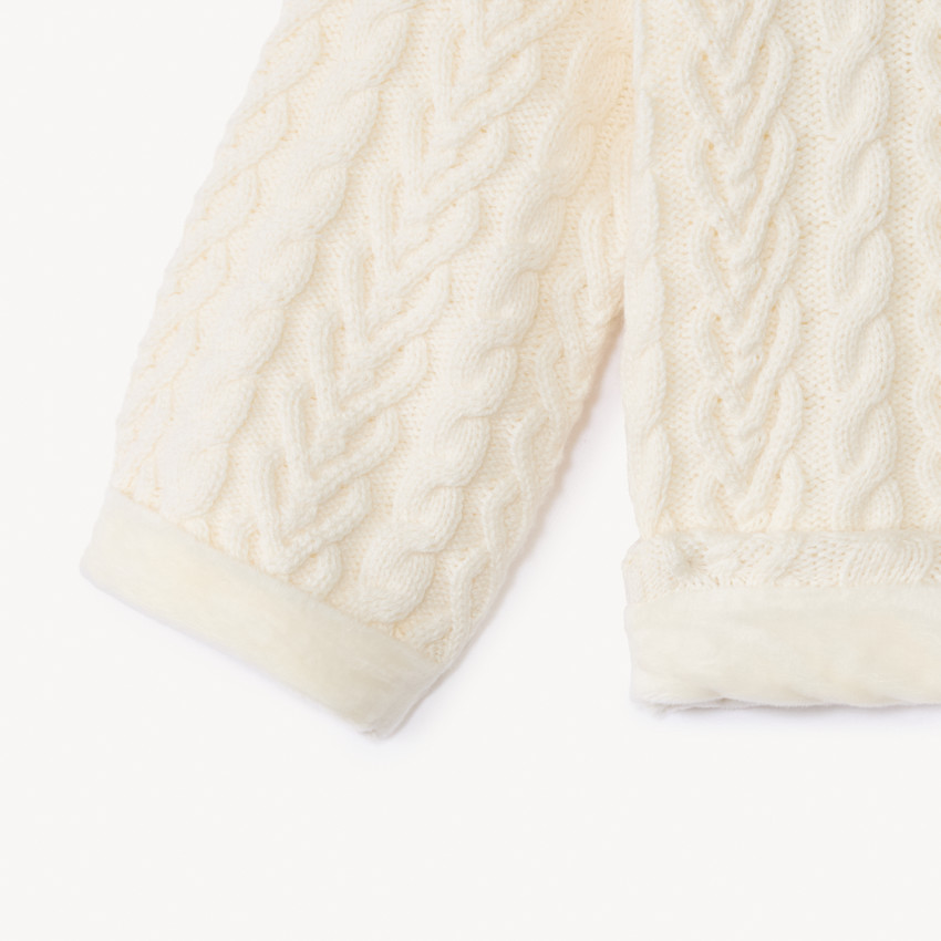 Veste à capuche en tricot doublé velours pour bébé 