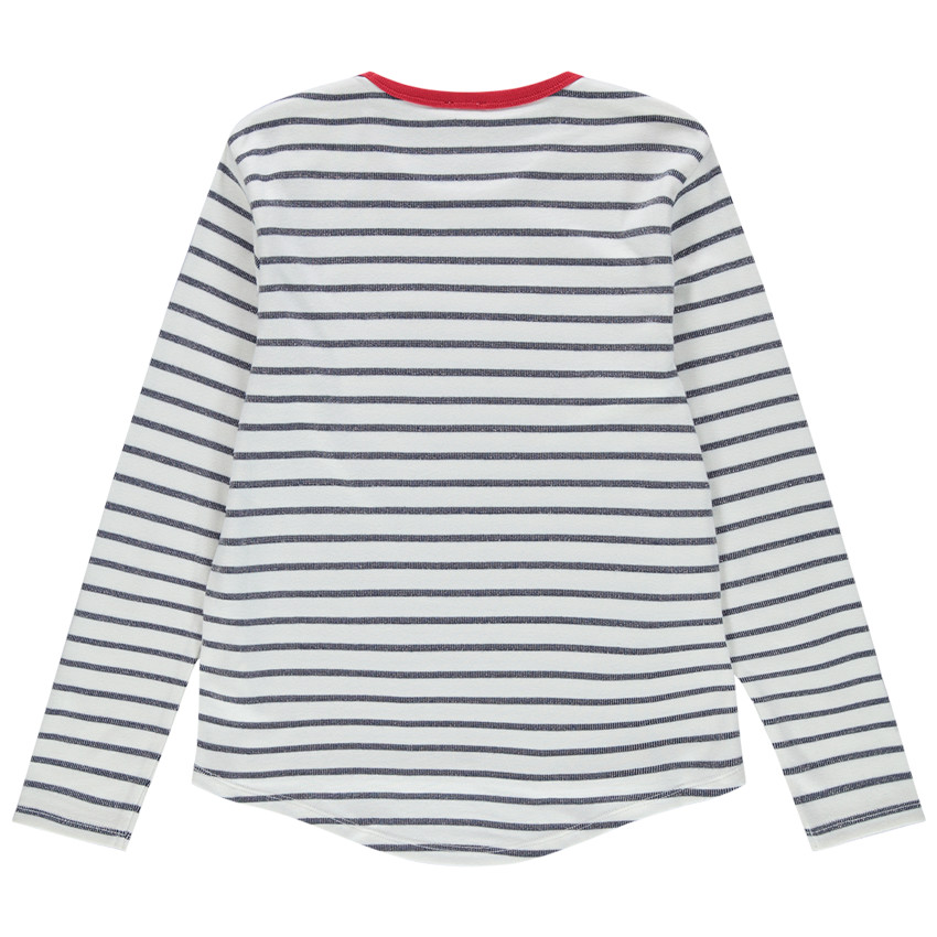 Ριγέ φούτερ από λεπτή φανέλα με καρδιά από κορδόνι 