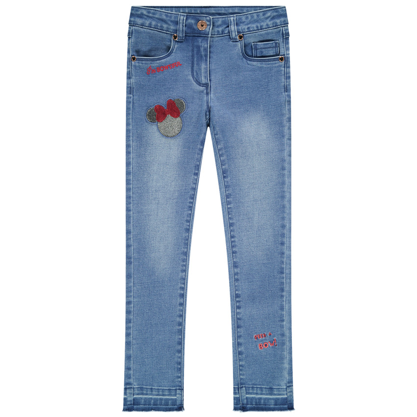 Jean effet used slim broderies Minnie Disney  Additional Jean effet used slim broderies Minnie Disney
