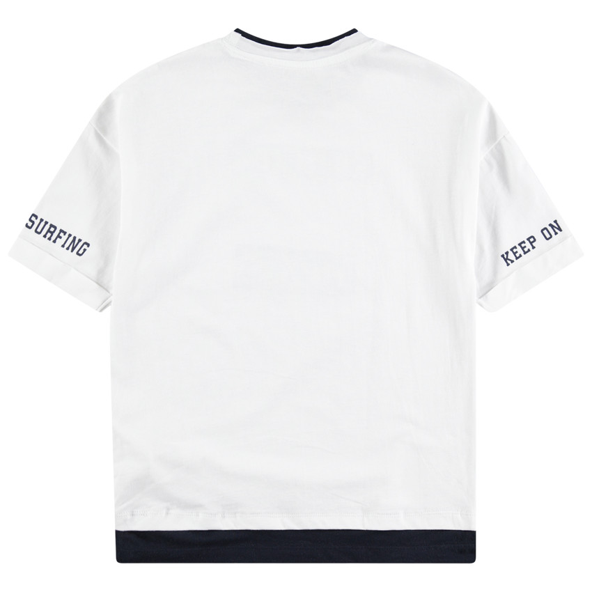 Παιδικά - Κοντομάνικη ζέρσεϊ μπλούζα με τυπωμένα τοπία και φράσεις 