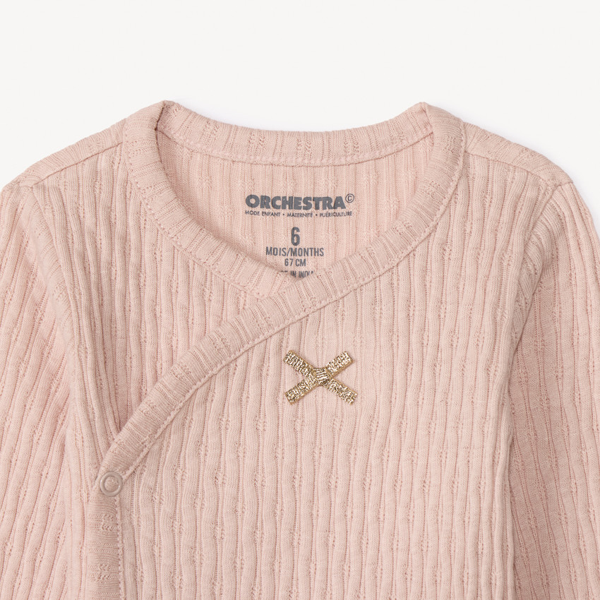 Σετ 5 μακρυμάνικα bodies jersey με σχέδιο Faon για bebe κορίτσι με διαφορετικό άνοιγμα ανάλογα με την ηλικία 