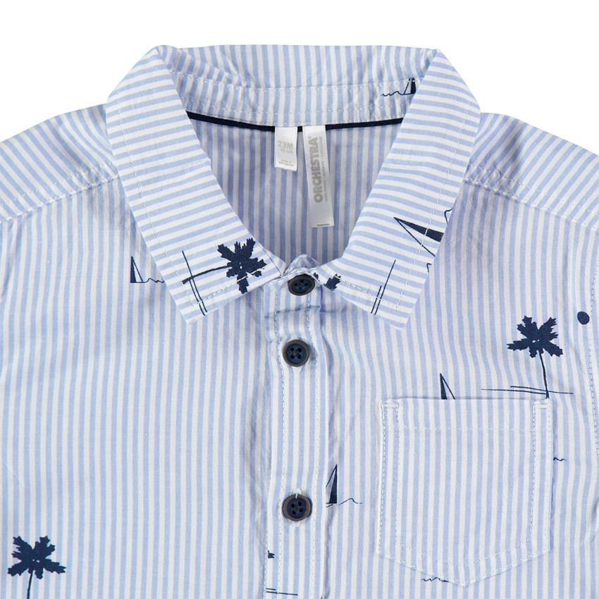 Κοντομάνικο πουκάμισο με ρίγες και τυπωμένα μοτίβα σε όλη την επιφάνεια 