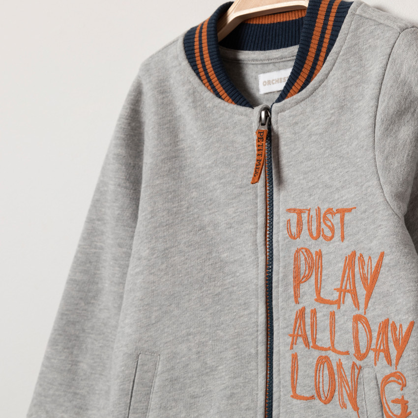 Gilet en molleton à col teddy et inscriptions 