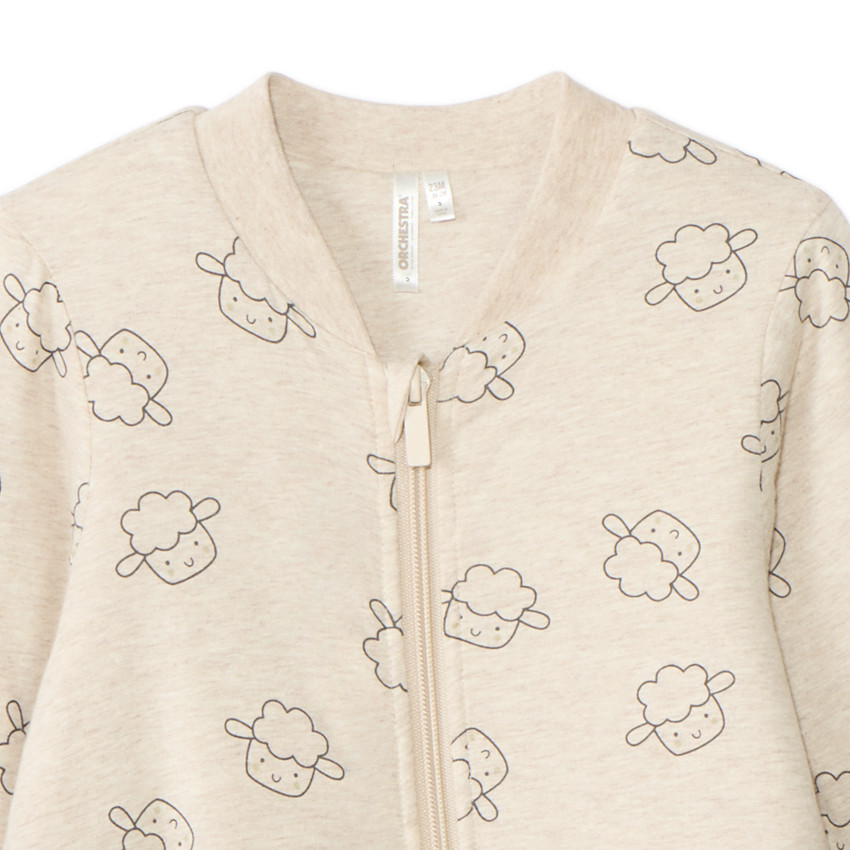 Πιτζάμα molleton με επένδυση και σχέδιο πρόβατα για μωρό 