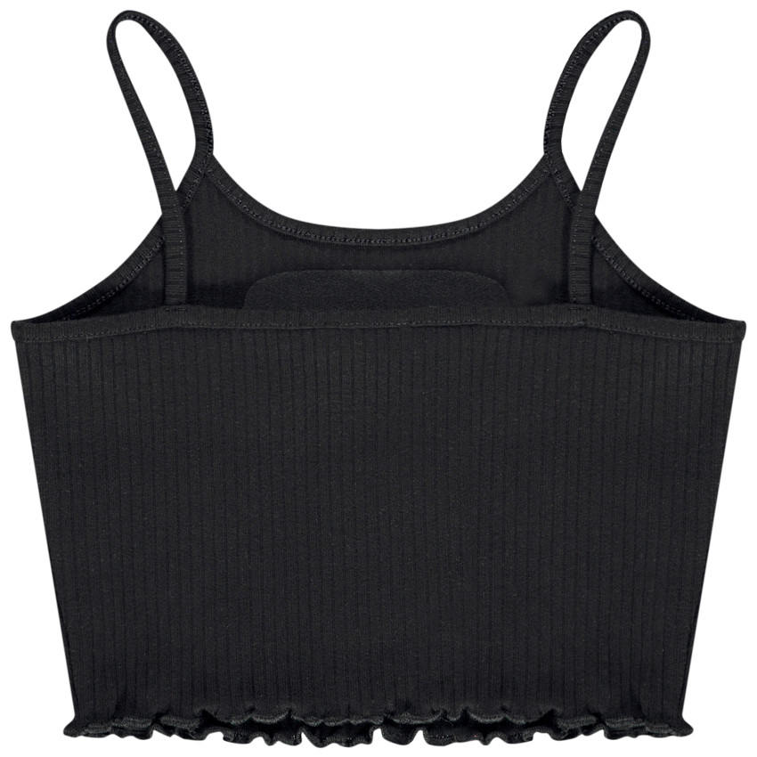 Débardeur court en maille côte avec broderie pour fille  