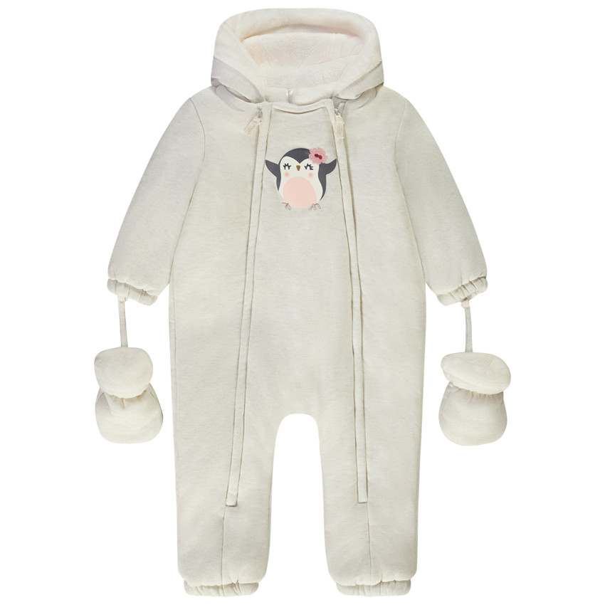 Σαλοπέτα print πιγκουίνος για μωρό κορίτσι με διαφορετικές λεπτομέρειες ανάλογα με την ηλικία 