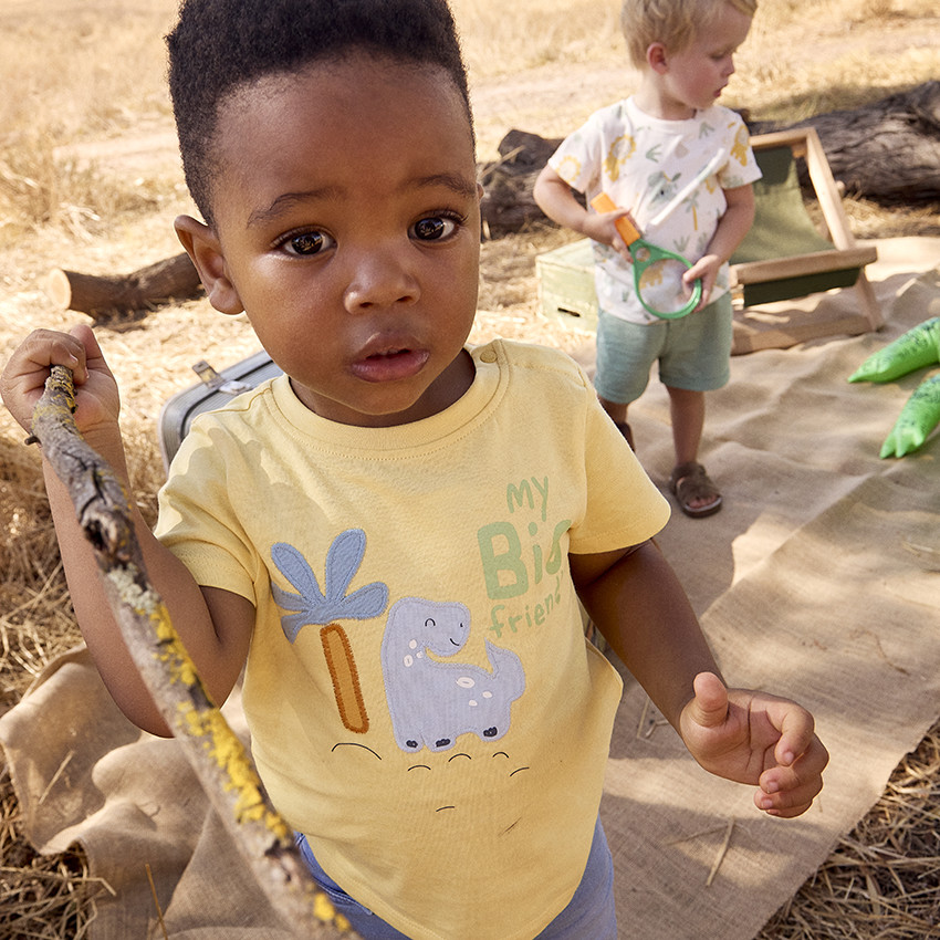 Κοντομάνικο μπλουζάκι φαντεζί με σχέδιο δεινόσαυρο για bebe αγόρι 