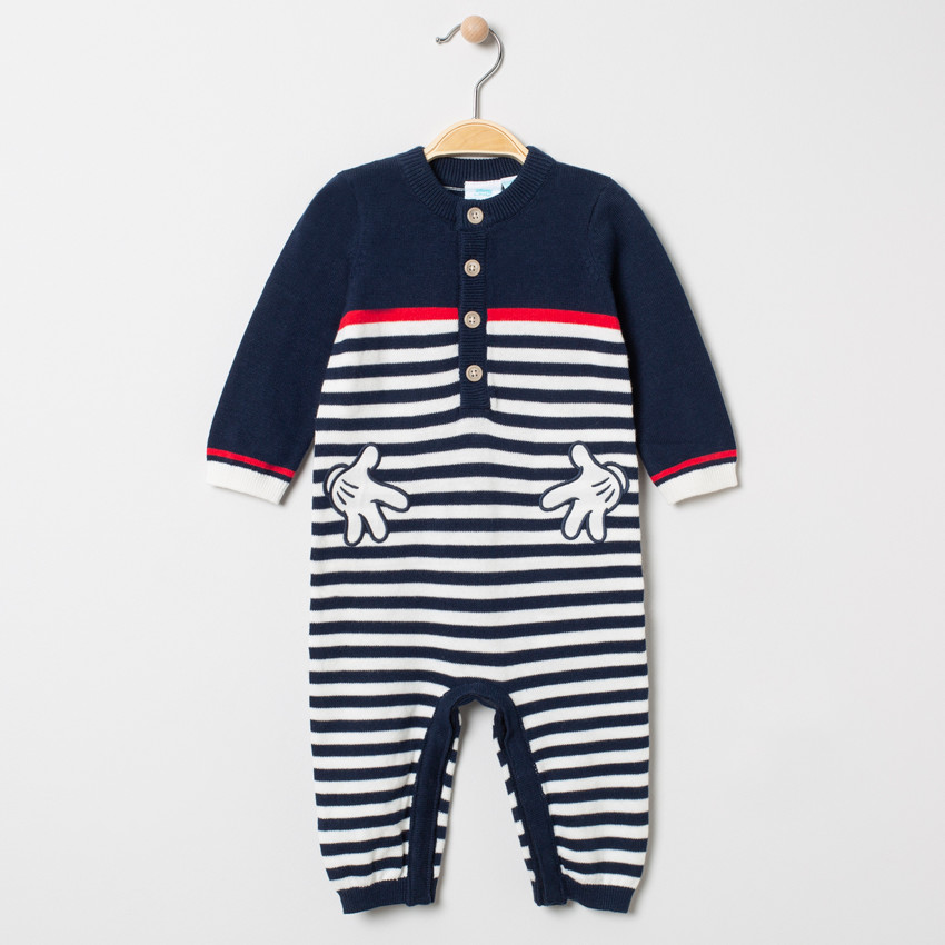 Combinaison en tricot à rayures et motifs Mickey Disney 