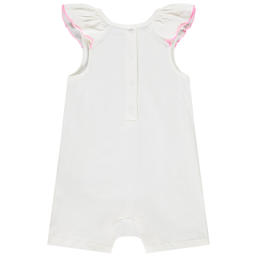 Αμάνικο combishort με βολάν και σχέδιο ζούγκλας για μωρό κορίτσι 