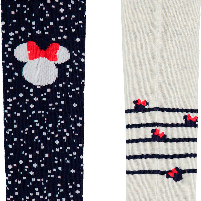 Σετ με 2 χοντρά καλσόν με σχέδια/ριγέ Minnie της Disney  