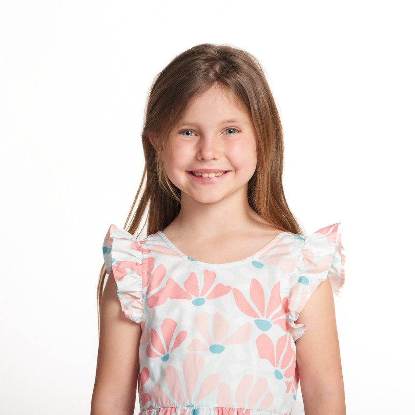 Φόρεμα κοντό με σχέδιο και ανοιχτή πλάτη για κορίτσι 