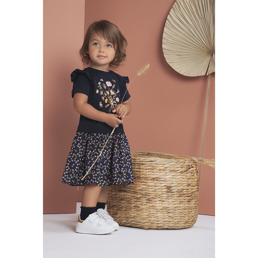 Φόρεμα πλεκτό κοντομάνικο effet 2-σε-1 