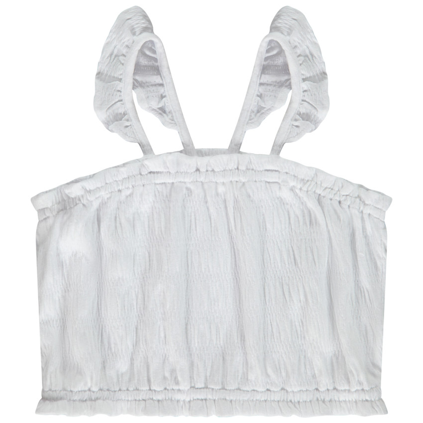 Κροπ τοπ smocké με βολάν τιράντες για κορίτσι 