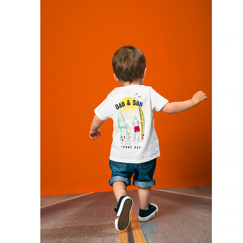 Κοντομάνικο μπλουζάκι με στάμπα Dad and Son για bebe αγόρι 