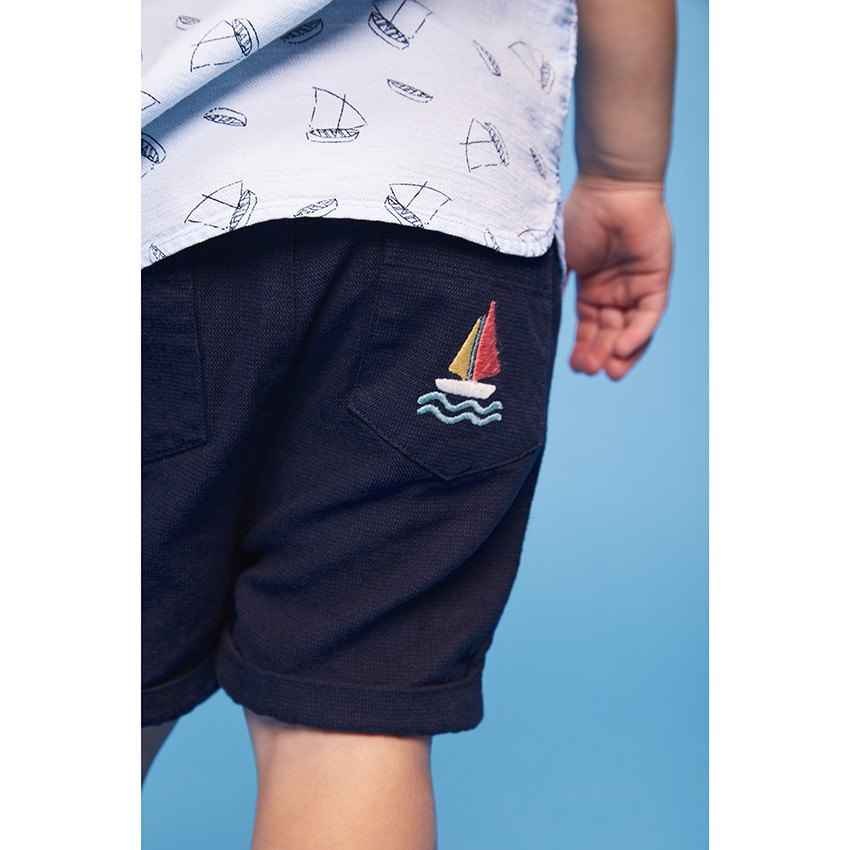 Σετ πουκάμισο με print καράβια και βερμούδα υφασμάτινη για bebe αγόρι  Additional Σετ πουκάμισο με print καράβια και βερμούδα υφασμάτινη για bebe αγόρι