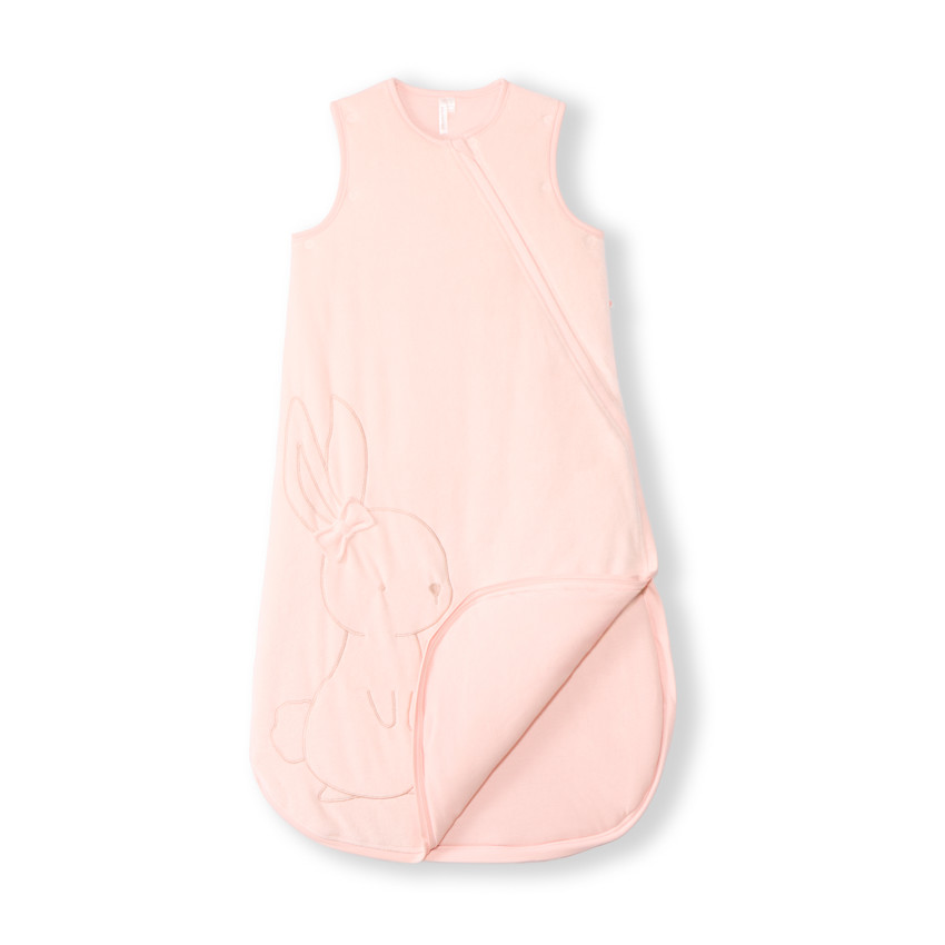 Υπνόσακος βελούδος με αφαιρούμενα μανίκια TOG 3 για μωρό κορίτσι με κεντήματα λαγουδάκια 