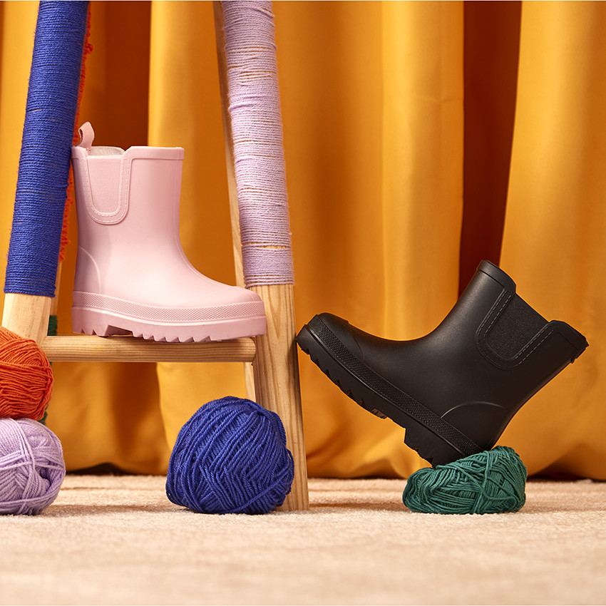 Ροζ καουτσούκ μπότες βροχής για κορίτσι 