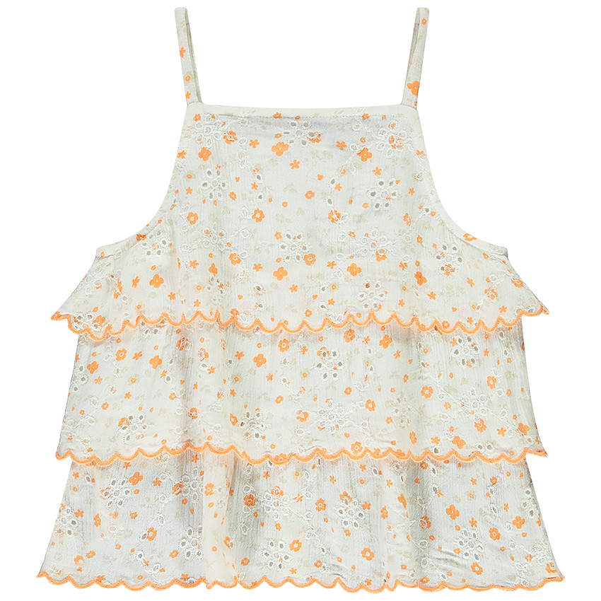 Top volanté en broderie anglaise imprimé fleuri pour fille  Additional Top volanté en broderie anglaise imprimé fleuri pour fille