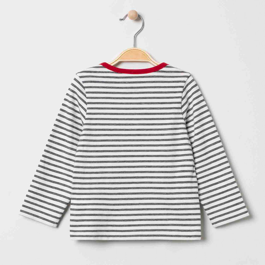 T-shirt manches longues rayé motif ourson Noël 