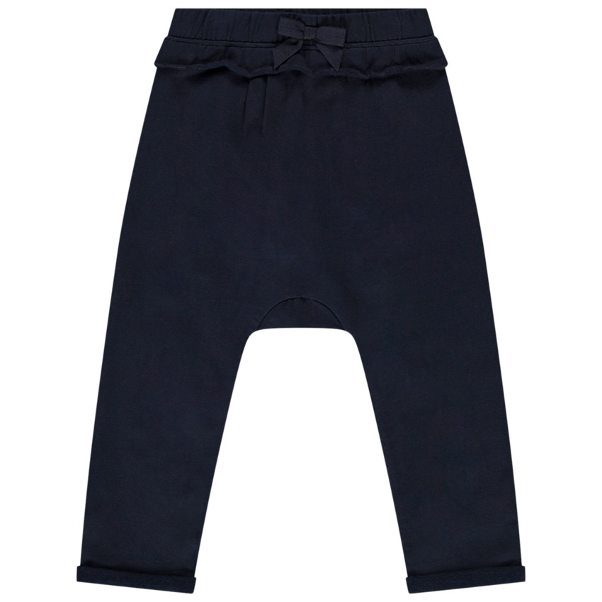 Φόρμα jogging από molleton μονόχρωμο με βολάν για bebe κορίτσι 