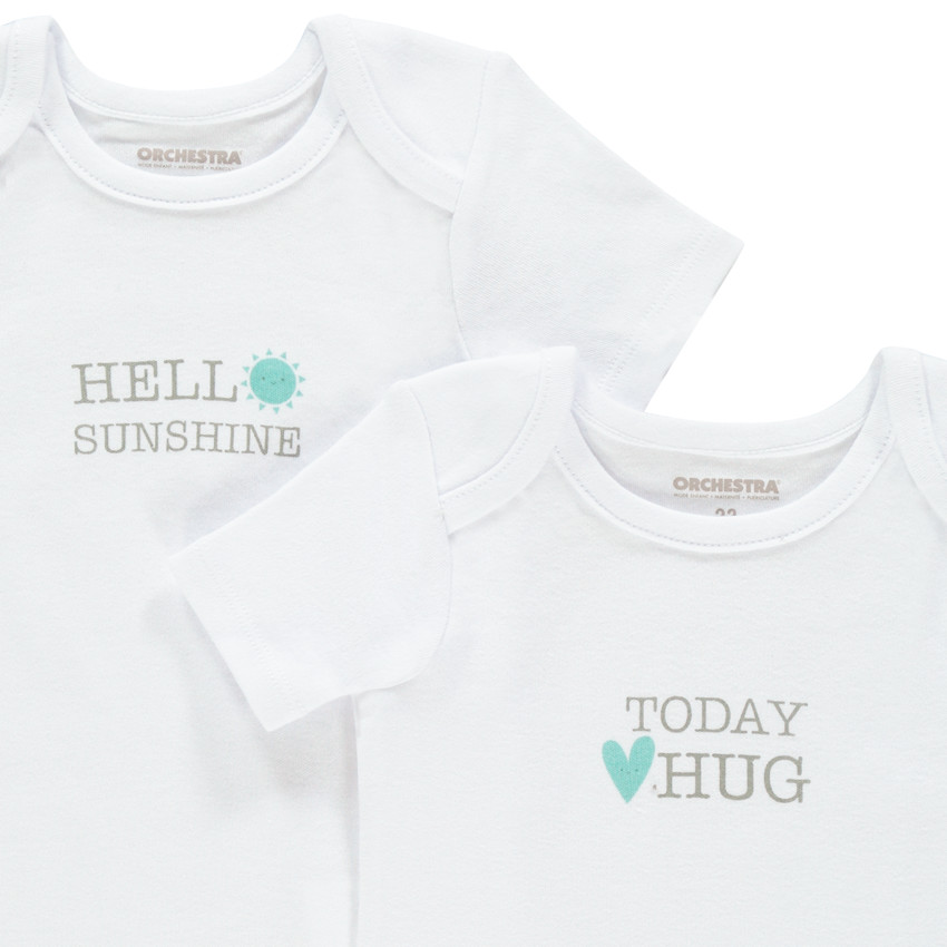 Σετ από 5 bodies κοντομάνικα με μήνυμα 