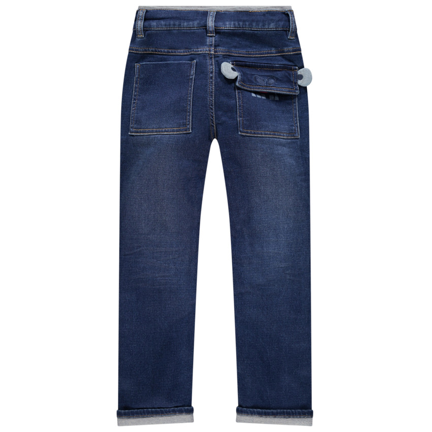 Jean droit effet used à poche fantaisie  