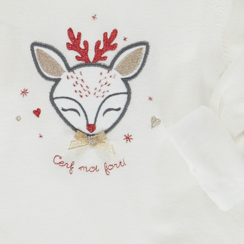 Pull de Noël en jersey avec patch brodé cerf pour bébé fille Main Pull de Noël en jersey avec patch brodé cerf pour bébé fille